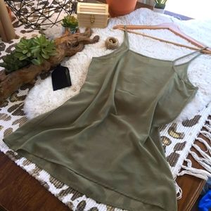 Sheer Olive Tank Top - Medium